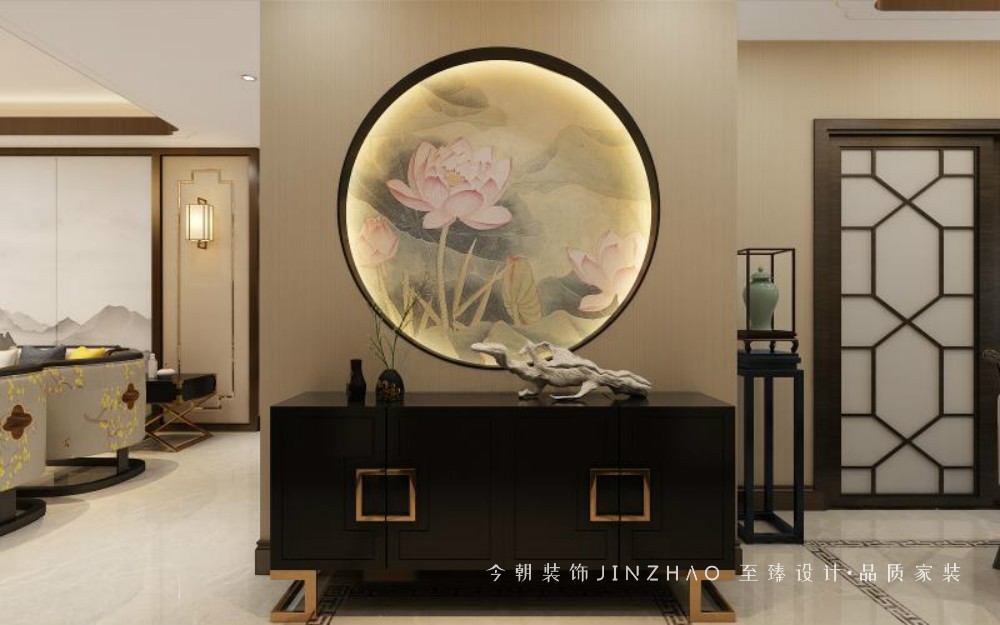 榮盛華府新中式風格玄關(guān)裝修效果圖